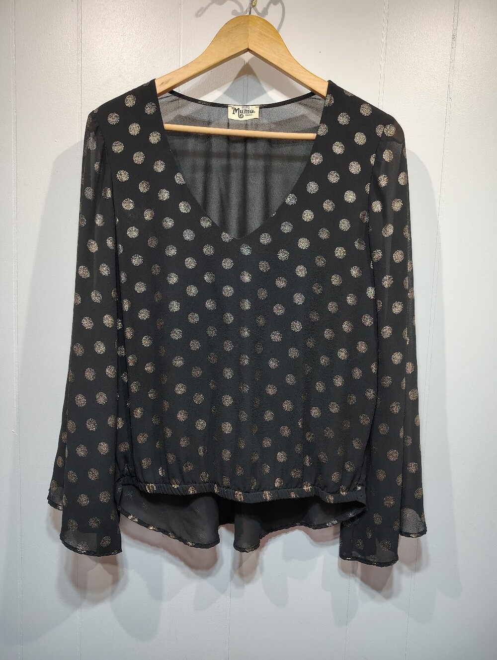 Show Me Your Mumu Mackenzie Blouse Black Metallic Size Small